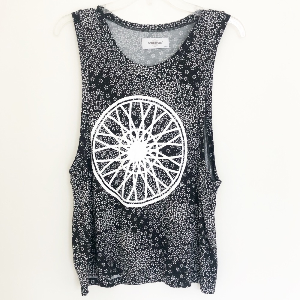 Soul Cycle Floral Wheel Muscle Tank Black Small